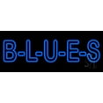 thumbnail image 1 of Blues Block LED Neon Sign 13" Tall x 32" Wide - inches Black Square Cut Acrylic Backing, with Dimmer - Premium built indoor Sign for Studio, Club, Home décor, Event, Workshop, Storefront., 1 of 7