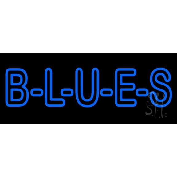 Blues Block LED Neon Sign 13" Tall x 32" Wide - inches Black Square Cut Acrylic Backing, with Dimmer - Premium built indoor Sign for Studio, Club, Home décor, Event, Workshop, Storefront.