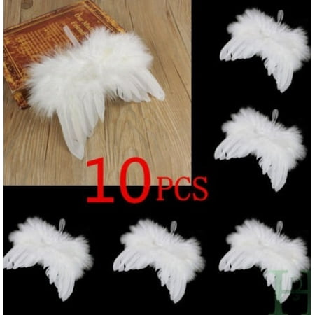 Crystal Angel Christmas Ornaments US Chic Angel Feather Wing Christmas Tree Decor Hanging Ornament Wedding 10PCS ()
