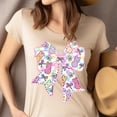 thumbnail image 4 of Women's Graphic T-Shirt Cute Bunny Bow Design, Short Sleeve Crewneck, Graphite Heather, Size M, 4 of 6
