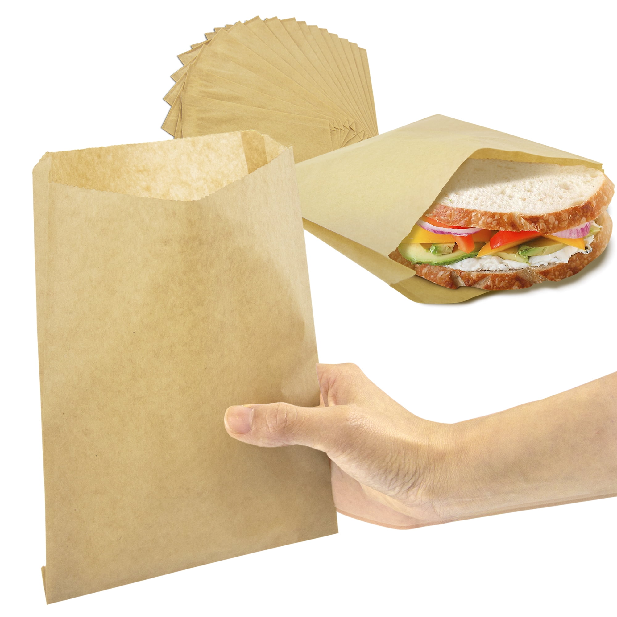 200 x High Quality Greaseproof Paper Bags 7" x 7" White Food Bags Chips Sandwich 