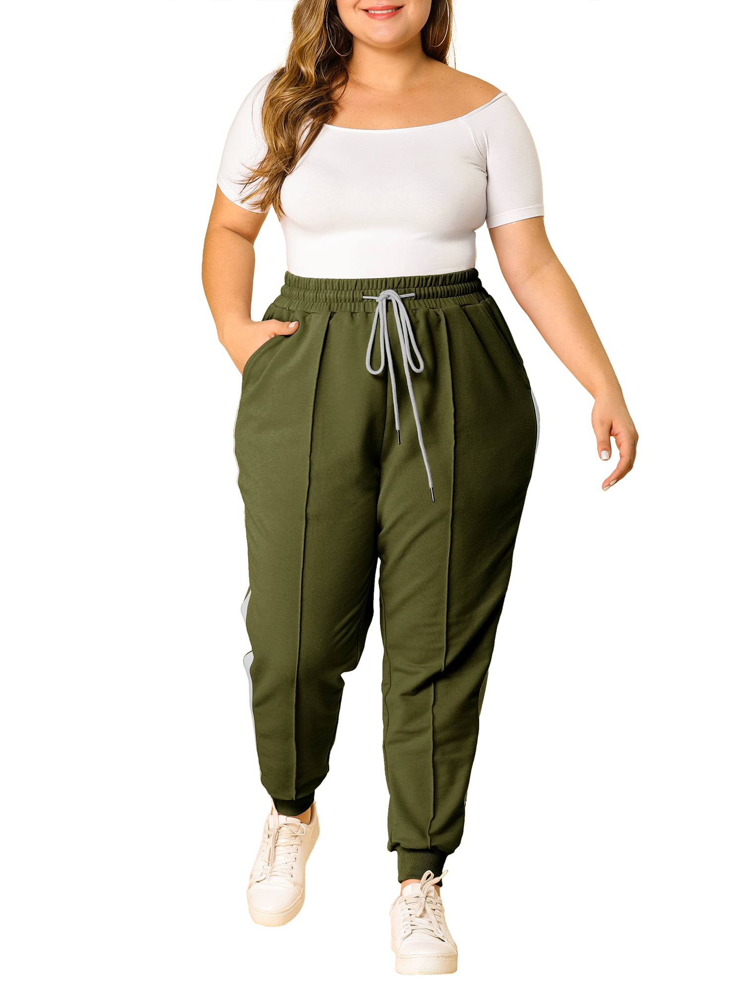 Unique Bargains Women's Plus Size Sweatpants Elastic Waist Joggers Pants -  Walmart.com