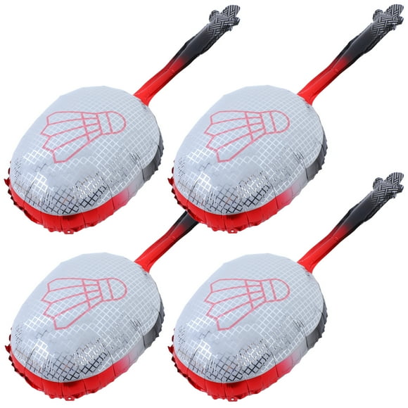 Shisuyan 4 Pcs Ballon de Raquette de Badminton en Papier D\'aluminium Fournitures de Fête Fête d'Anniversaire Thème Sportif Ballon de Badminton à l'Hélium Décoration d'Anniversaire Rouge