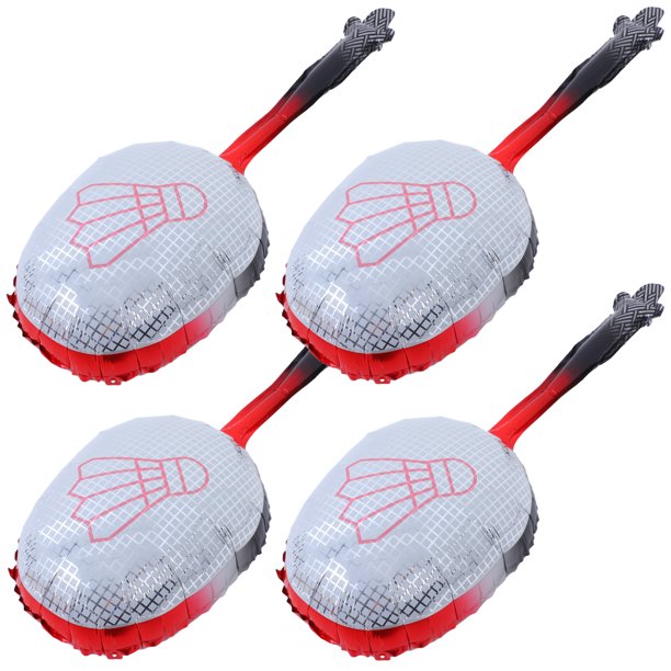 4 globos de aluminio con forma de raqueta de bádminton, suministros para fiestas de cumpleaños, temática deportiva, globo de helio para bádminton, decoración de cumpleaños, color rojo