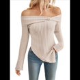 thumbnail image 3 of Suéter de Punto con Lazo y Hombros Descubiertos para Mujer, con Abertura Lateral, Estilo Y2K, A Albaricoque M, 3 of 10