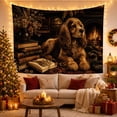 thumbnail image 3 of Golden-Brown Dog by Fireplace with Books and Dried Flowers, Cozy Vintage for Dog Lovers Still Life Animal Art, Housewarming Gift Tapestry Wall Hanging for Living Room and Den, 3 of 7