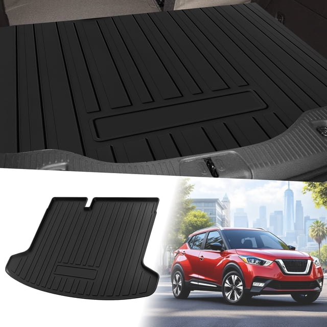 Unique Bargains Flat Face Cargo Liner Rear Trunk Mat Trunk Cargo Luggage Boot Tray Mat Vertical Stripes Pattern for Nissan Kicks 2018-2023 Anti-Slip