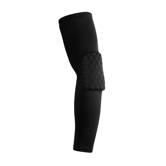 Mens Padded Compression Arm Sleeve with Hexagonal EVA Foam Elbow Protection Black for Basketball, Football, Outdoor Sports UPF 50  Sun Guard,Size XL
