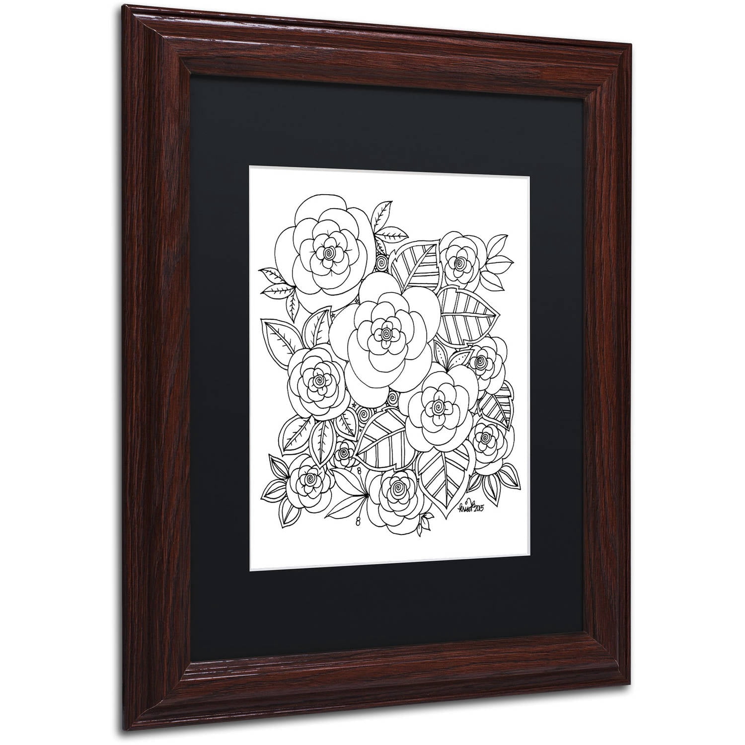 Trademark Fine Art "Flower Design 2" Canvas Art by KCDoodleArt Black Matte, Wood Frame