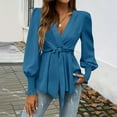 thumbnail image 6 of HongQid Long Sleeve Blouses for Women Dressy Casual, Wrap Tops Work Shirts, V Neck Fall Business Outfits, 6 of 9
