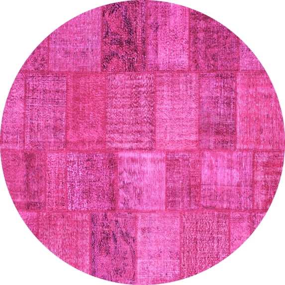 Ahgly Company Indoor Round Patchwork Pink Transitional Area Rugs, 8' Round
