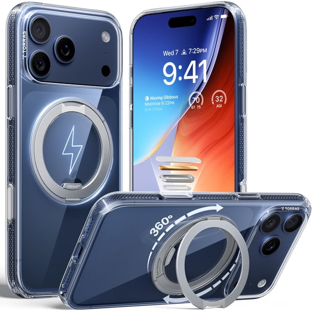 Funda magnética TORRAS para iPhone 17 Pro con soporte giratorio de 360°