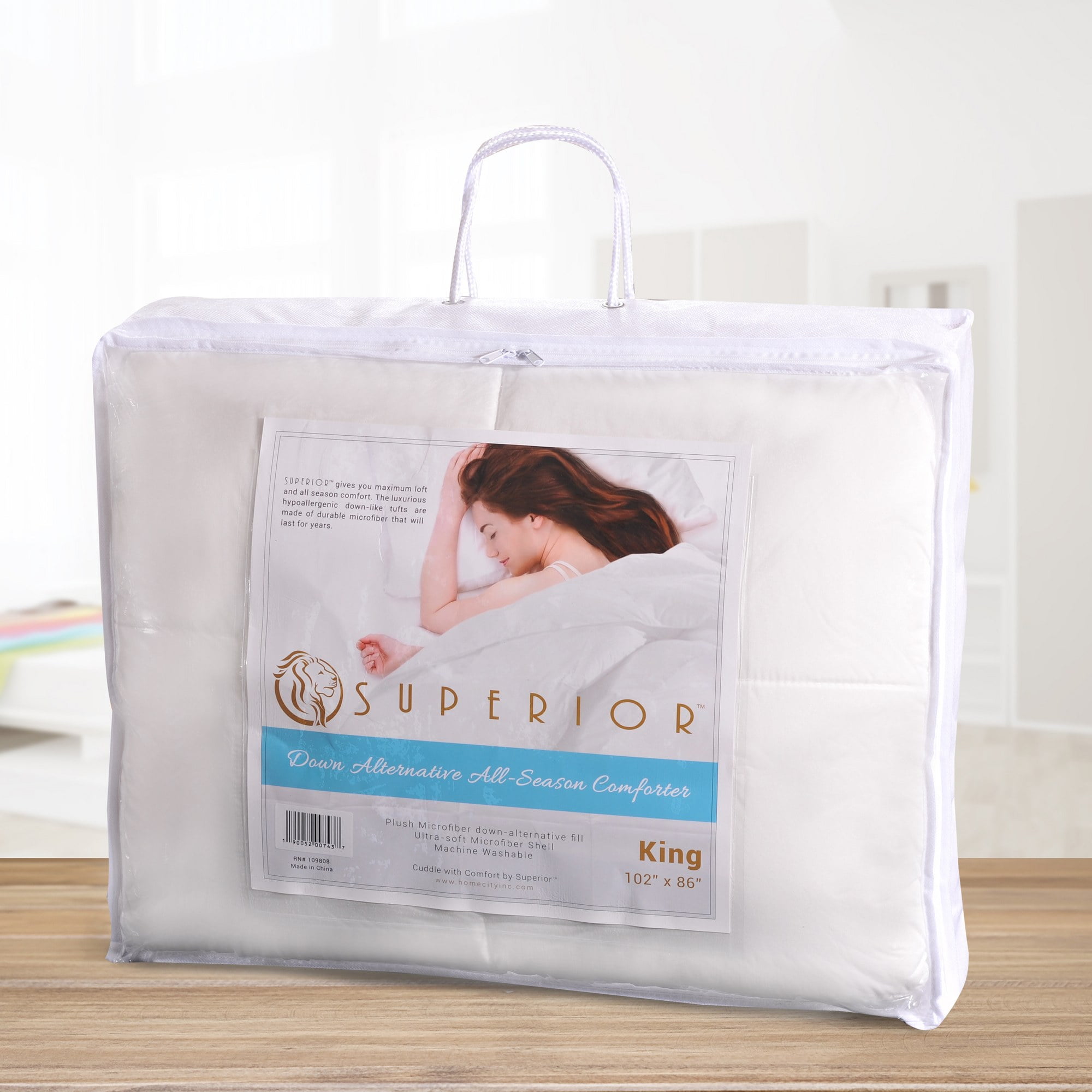 Superior Classic Reversible Comforter, Full/Queen, White