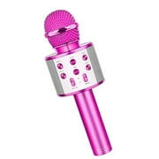 Bluetooth Karaoke Microphone,Multi-Function Handheld Wireless Karaoke Machine for Kids, Portable Mic Speaker Home, Party Singing Compatible with IPhone/Android/PC (Purple or Gold)