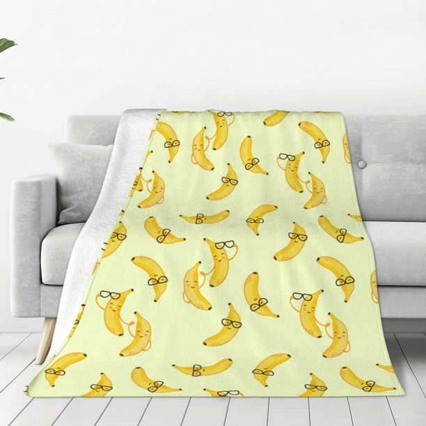 Balery Bananas Manta de Felpa Suave y Acogedora – Cobija de Franela Aterciopelada para Cama, Lavable y Cálida para Sofá, Mascotas, Transpirable-80"x60"