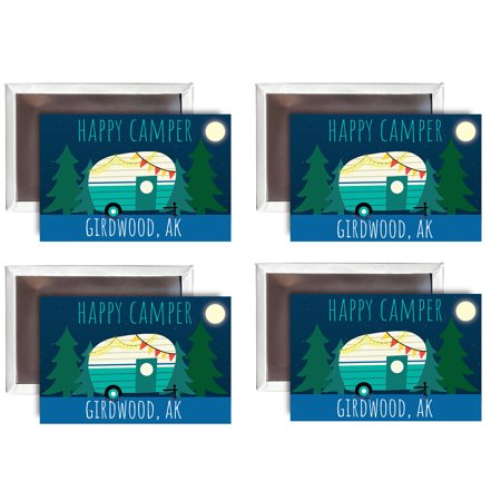 

Girdwood Alaska Souvenir 2x3-Inch Fridge Magnet Happy Camper Design 4-Pack