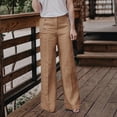 thumbnail image 2 of Outfmvch Wide Leg Linen Pants for Women Gaucho Pant Long Lounge Pant Linen for Women Casual Capri Baggy Wide Leg Plus Size Linen Pants Women' S Culottes Flowy Lounge Wide Leg Linen Pants Khaki M-3XL, 2 of 5
