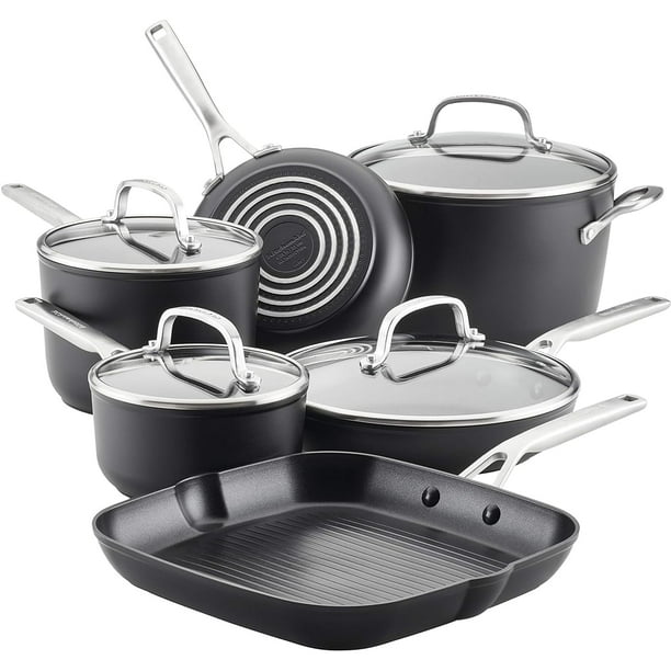 Juego de utensilios de cocina KitchenAid de inducción anodizado duro, 10 piezas