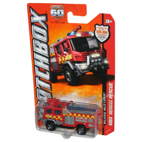 Matchbox MBX Heroic Rescue (2012) Red Blaze Blitzer Toy Truck 27/120 - (Expired Scholarship Contest Card)