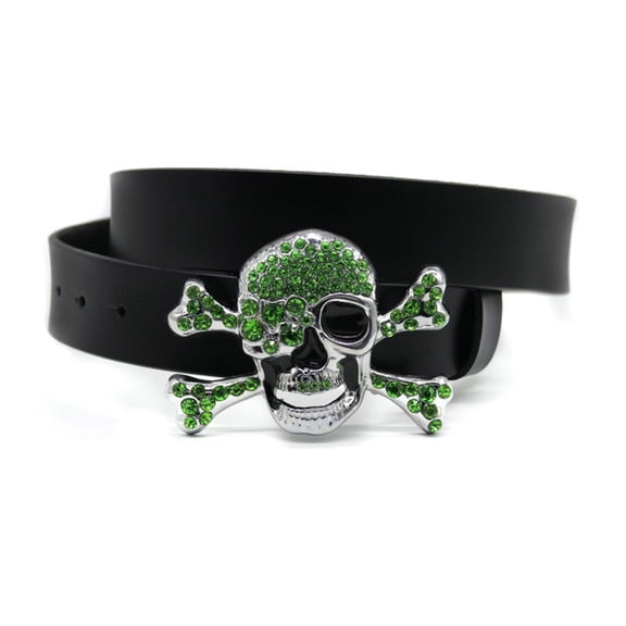 Aellinatey Rock Style Woman Belts with Rhinestone Skull Head Buckle Luxurious Waistband