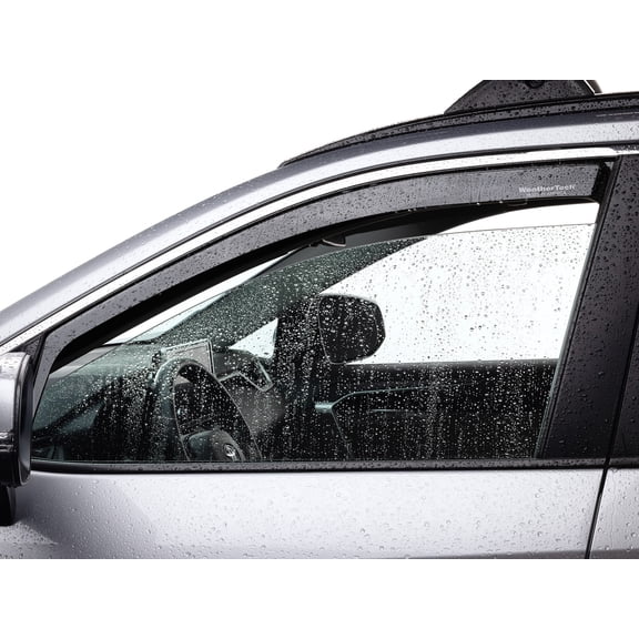 WeatherTech Custom Fit Side Window Deflectors compatible with Ford Super Duty, F-150 - Front & Rear Set, Dark Tint