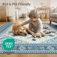 thumbnail image 4 of ODIKA 2'x3' Washable Throw Rug Non-Slip, Low Profile, Flatwoven, Easy Care Front Boho Door Geometric Ru Tasseled Border Motifs Entrance for Hallway, Study Room, 4 of 7