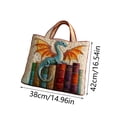 thumbnail image 6 of Quilted Fabric Tote Bag, Embroidery Dragon On Vintage Scroll Stack Pattern Handbag, Fantasy Creature Printed Shoulder Bag For Daily Commute Shopping Supplies Storage,17"x15", 6 of 6