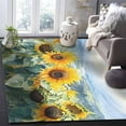 thumbnail image 5 of Area Rugs Indoor Non-Slip Rectangle Rug 2x3 Ft Summer Sunflower Plant Mountain Field Painting Style Nature Rug Rubber Backing Floor Mats Non Shedding Home Decor Carpet for Entryway Living Room, 5 of 8