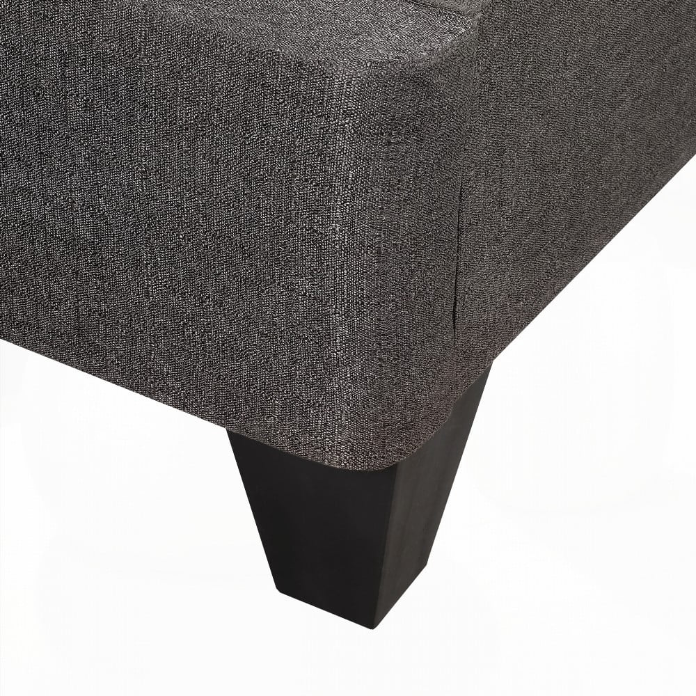 Queen-Size 14 in. Contemporary Upholstered Bed Frame Base with Dark Gray Fabric