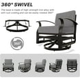 thumbnail image 4 of Gotland 5 Seats Outdoor Metal Patio Furniture Set with 2 Swivel Rocking Chairs&55,000 BTU Gas Fire Pit Table w/Glass Wind Guard Patio Conversation Sectional Sofa Sets-Grey, 4 of 8