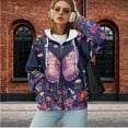 thumbnail image 2 of Uorisanigo Purple Butterfly Women Oversized Sweatshirts Soft Lightweight Oversized Casual Sweatshirts Comfortable Long Sleeve Tops Clothes Size 3XL, 2 of 7