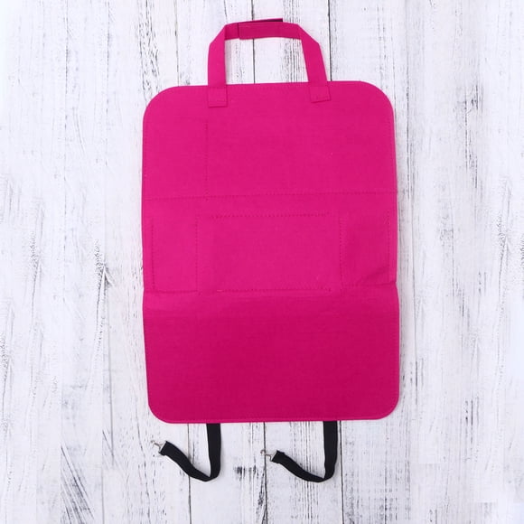 WRISTBIQUE Car Storage Organizer in Rosy Felt Material with Large Capacity Pockets for Backseat Use