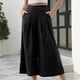 thumbnail image 3 of Pantalones casuales con cintura plisada y bolsillos para mujer, pantalones negros de pierna ancha XL, 3 of 6