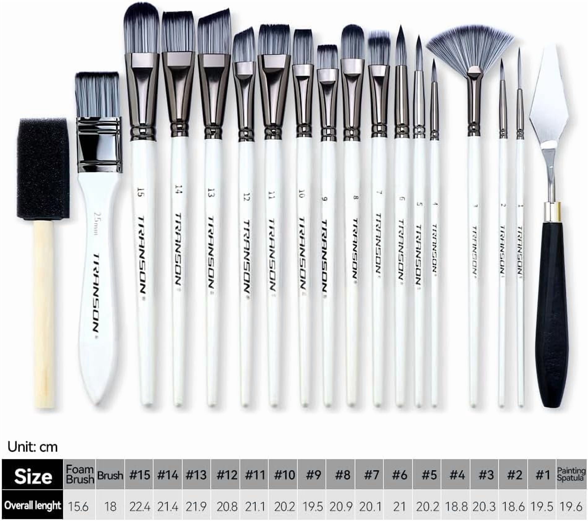 JJEAN-Transon Art Paint Brush Kit 16 Paint Brushes with Foam Brush Sponge Spatula and Art Case for Oil, Acrylic, Watercolor, Gouache, Painting