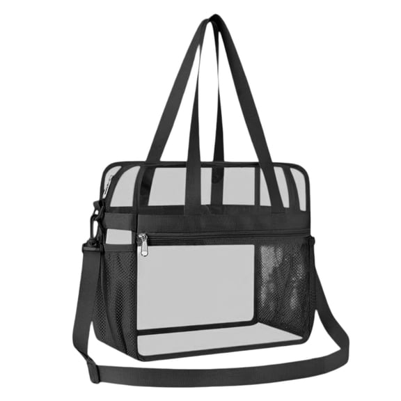 SJYYTT 1Pc Clear Bag for Stadium Events,Transparent Bag for Work Sports Games Concerts Travel Gym,12X6X12 Inches Tote Bag with Detachable Reinforced Strap,Clear Tote Bag Clear Bag Stadium Approved