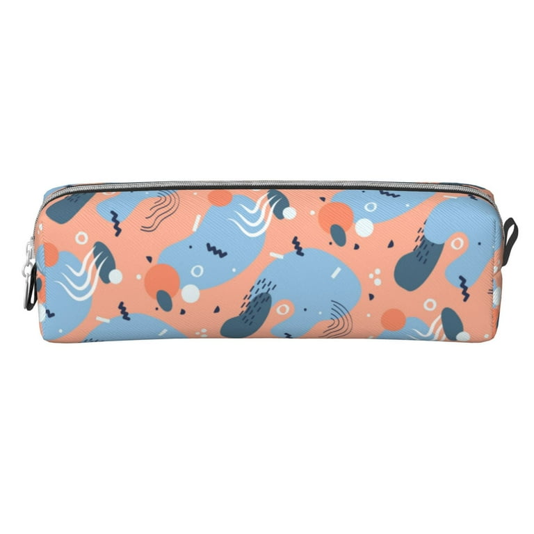 XMXT Leather Pencil Case, Pink Abstract Geometric Elements
