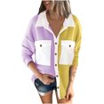 thumbnail image 2 of Moda para mujer Soild Spliced T-Shirts Tops de manga larga Blusa para mujer Abrigo Fridja po2023, 2 of 7