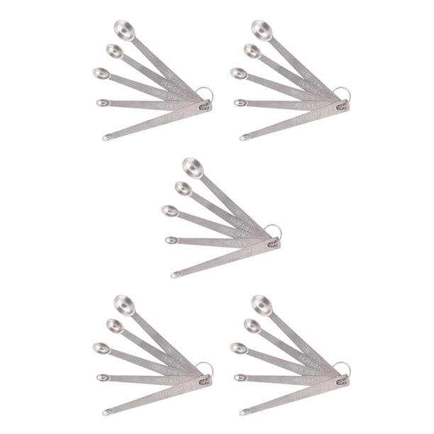Paquete de 5 Cucharas medidoras Injueey acero inoxidable mango largo cabeza redondeada CBP432913