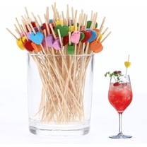 100 Pcs Heart Cocktail Picks, 4.7 Inch Multicolor Bamboo Toothpicks for Appetizers, Sandwiches, and Fruit, Decorative Natural Wooden Sticks for Christmas Party Supplies
