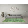 thumbnail image 3 of Ahgly Company Indoor Round Abstract Turquoise Blue Modern Area Rugs, 3' Round, 3 of 4