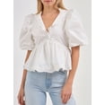 thumbnail image 3 of SUNSIOM Women’s Puff Sleeve Peplum Tops Frill V Neck Solid Color Loose Shirts Spring Fall Blouses, 3 of 6