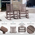 thumbnail image 4 of SERWALL Oversized Outdoor Rocking Chair Set of 2, All-Weather HDPE Patio Rocker with Wide Armrests for Porch, Patio & Lawn,Multi-Tone Brown, 4 of 10