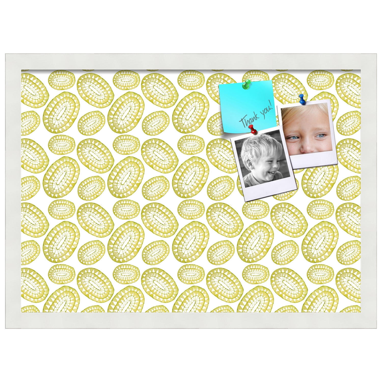 PinPix 21x15 Custom Cork Bulletin Board Bohemian Circles Gold Poster Board Has a Fabric Style Canvas Finish, Framed in Bohemian Circles Gold, by ArtToFrames (PinPix-1585)