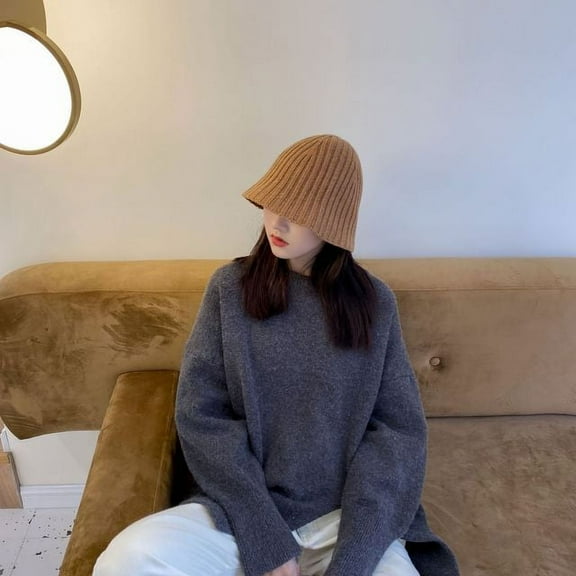 COCOpeaunt New Winter Knitted Panama Hat Vacation Women Fashion Warm Breathable Bucket Hats Female Outdoor Basin Hat Sunscreen Sun Caps