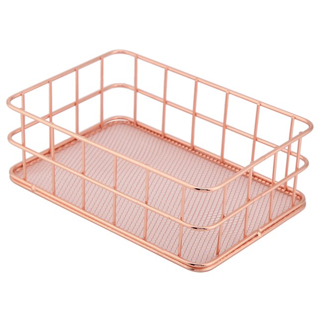Organizador de cesta, cesta de almacenamiento de hierro de almacenamiento de hierro de oro rosa, soporte de almacenamiento de hierro, diseño de próxima generación
