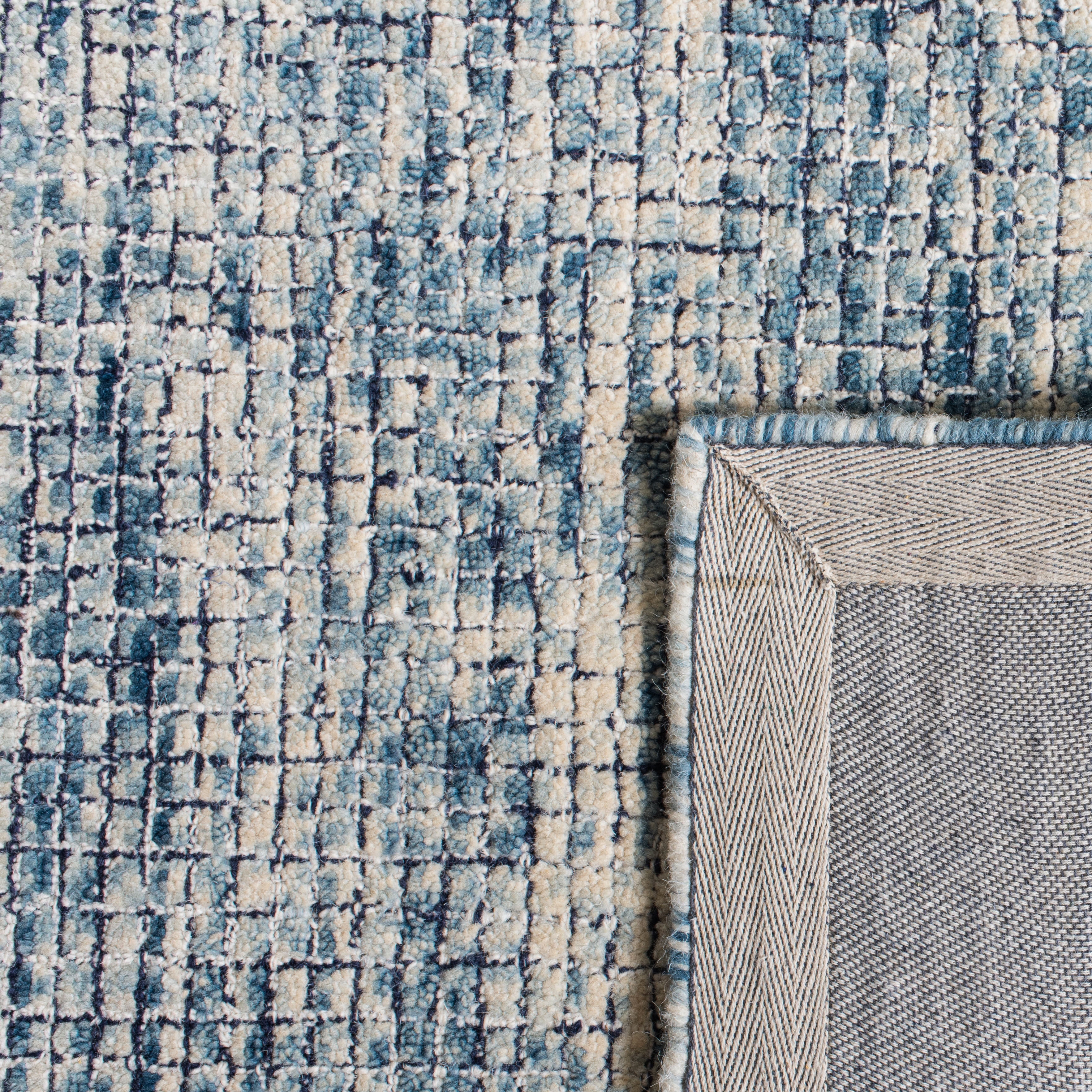 SAFAVIEH Abstract Devyn Geometric Wool Runner Rug, Ivory/Navy, 2'3" x 8'