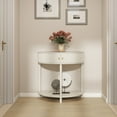 thumbnail image 3 of CQSXDA Artisan-Crafted Wave-Pattern Demi-Lune Console Table In  Finish With 2 Storage Drawers And Bottom Shelf, 3 of 15