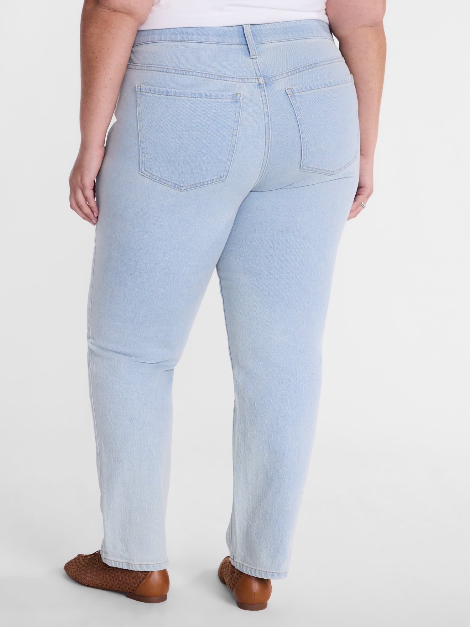 Terra & Sky Women's Plus High Rise Straight Leg Jeans, 29" Inseam, Sizes 16W-26W