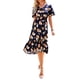 thumbnail image 5 of SAYOO Mujer Verano Cuello en V Manga Corta Cintura Alta Ruffle Hem Midi Vestidos SAYOO Sexy, 5 of 7