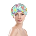 thumbnail image 3 of YFYANG Women's Double Waterproof Shower Cap, Daisy Floral Pattern Reusable Hair Cap for All Hair Styles and Head Sizes, 3 of 9
